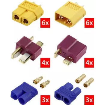 Reely RE-6699867 Cable adaptador divisor en Y XT60 a T-Plug y EC3 dorado