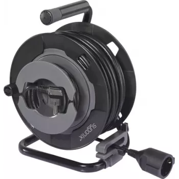 Sygonix SY-6618486 Alargador con 4 tomas Schuko, 25 m de cable, negro