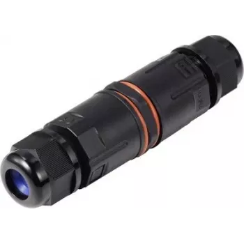 Sygonix SY-6748354 Conector de cable resistente a la intemperie con terminales push-in, 3 polos, IP68, negro