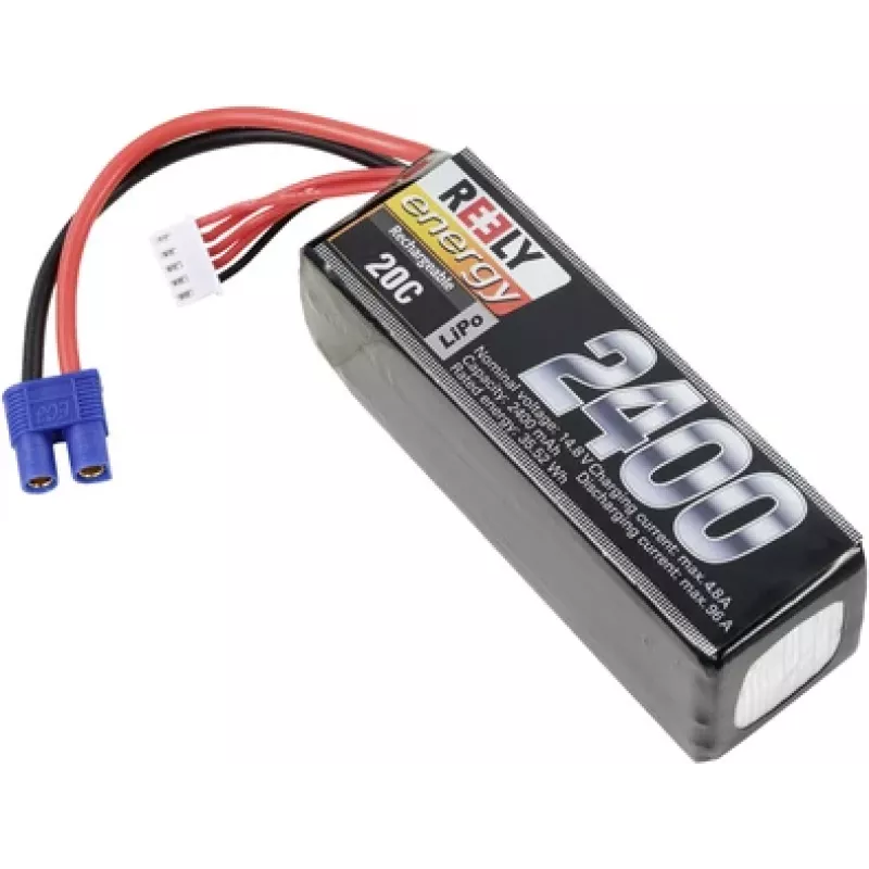 Reely Batería LiPo 14,8V 2400mAh 4S 20C Softcase EC3 RE-7853466