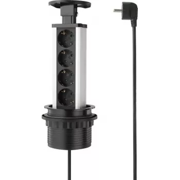 SYGONIX SY-4737792 regleta de sobremesa con 8 tomas Schuko y 2 puertos USB, negro/plata