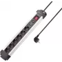 SYGONIX SY-4755612 regleta con protección contra sobretensiones, 6 tomas Schuko, protección contra sobrecorriente, plata/negro, cable de 1,5 m
