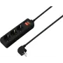 Sygonix SY-4890988 Regleta de enchufes con interruptor, negra, Schuko, 1 ud.