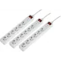 Sygonix 3xSY-5044446 Regleta de enchufes con protección contra sobretensiones, 6 tomas, blanca, cable de 1,5m, pack de 3
