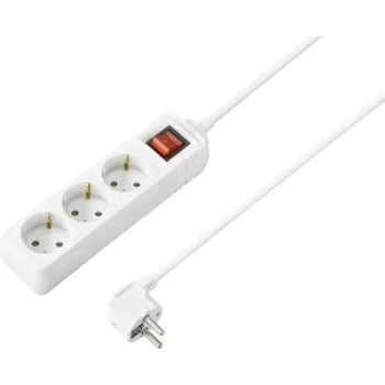 Sygonix SY-4890986 Regleta de enchufes de 6 tomas con interruptor iluminado, cable de 1,5 m, blanca
