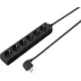 SYGONIX SY-4890992 Regleta de enchufes, 6 tomas Schuko, sin interruptor, negra, cable de 1,5 m