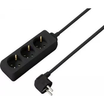SYGONIX SY-4892462 Regleta de enchufes sin interruptor, 6 tomas Schuko, cable de 1,5 m, negra