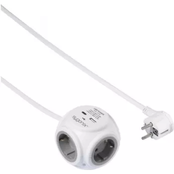 Sygonix SY-5827192 Cubo de enchufes de 3 tomas con cable de 1,4 m, blanco/gris, 16 A, 3680 W