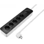 Sygonix SY-6118234 regleta de 5 tomas con interruptor, negro/blanco, cable de 1,5 m