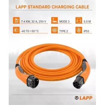 LAPP MOBILITY cable de carga para VE Type 2, 7,4 kW, 5 m, naranja 61786
