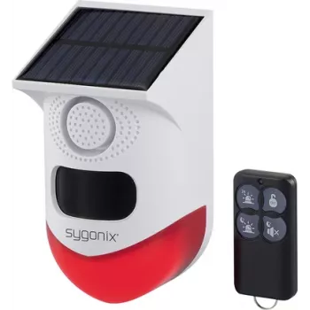 Sygonix mini sistema de alarma blanco rojo con detector de movimiento PIR LED y mando a distancia (SY-6515320)