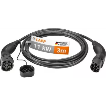 LAPP cable de carga para VE Type 2 modo 3 11 kW trifásico 16 A 3 m negro 75747