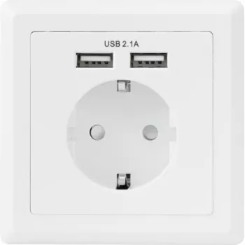 Sygonix SY-5045294 toma de corriente empotrada con protección contra contactos accidental mejorada y salida de carga USB IP20