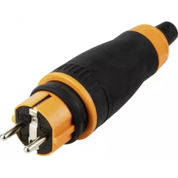 Sygonix SY-6618478 conector macho Schuko TPE PC 250 V/AC negro naranja IP44
