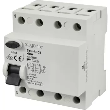 Sygonix SY-6438018 Interruptor diferencial (RCCB) 4 polos Tipo A 40A 30mA 10kA 400V AC