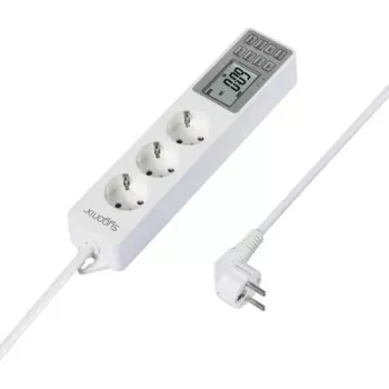 Sygonix SY-4675078 Regleta de enchufes con temporizador digital, 3 tomas Schuko, cable de 1,5 m, Blanco