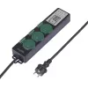 Sygonix SY-6786454 Toma de jardín con temporizador mecánico, 3 tomas, IP44 resistente a salpicaduras, 3680 W, Negro/Verde