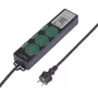 Sygonix SY-6786454 Toma de jardín con temporizador mecánico, 3 tomas, IP44 resistente a salpicaduras, 3680 W, Negro/Verde