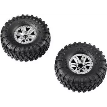 Reely RE-7706298 Set de neumáticos y llantas para coche RC 1:10 (4 uds., hexágono de 12 mm, dibujo offroad)