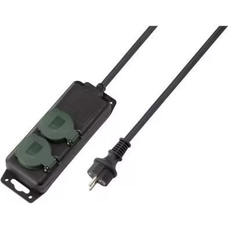 SYGONIX SY-5145338 Regleta de enchufes con 6 tomas Schuko, cable de 1,5 m, negro/verde