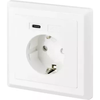 SYGONIX SY-5238674 Toma empotrable con 2 puertos USB-A, Schuko, blanco