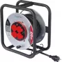 Sygonix SY-10236117 Tambor de cable negro con conector macho Schuko 25m 4 tomas
