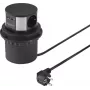 Sygonix SY-6887466 Regleta de enchufes de 3 tomas en torre, negra/plata, cable de 1,5 m, 3 tomas Schuko, 3680 W, interruptor retroiluminado