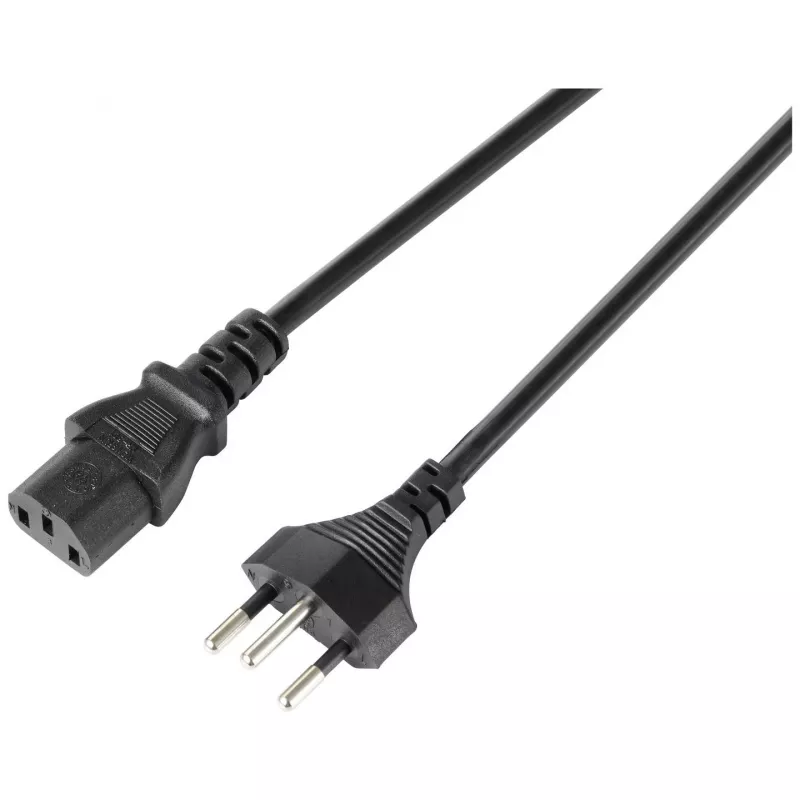 Sygonix SY-5243896 Cable de conexión para aparatos CEE 7/7 a IEC C13 en ángulo 5 m negro