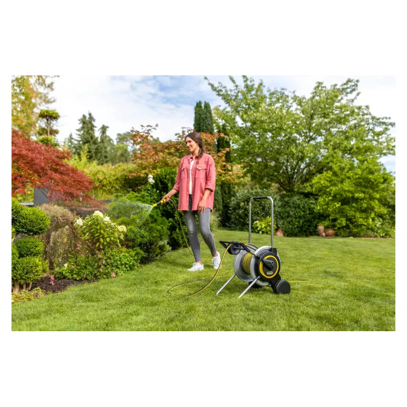 Kärcher 2.645-368.0 Carro portamangueras con manguera PrimoFlex de 20 m, negro/amarillo