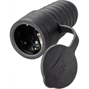 Sygonix SY-5806882 Toma Schuko de goma 250 V/AC Negro IP44