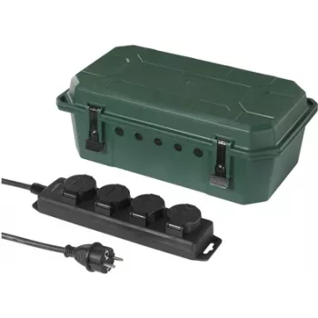 Sygonix SY-5598168 Regleta de 4 tomas, Verde/Negro satinado, Protección infantil mejorada, 16 A, 3680 W, 230 V, Schuko