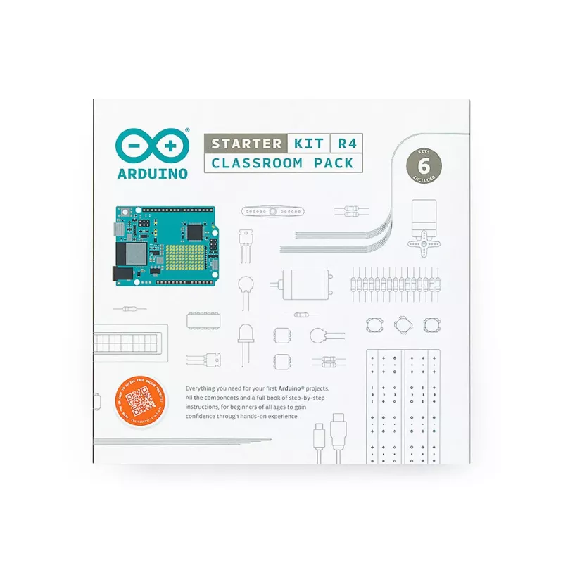 Arduino Starter Kit R4 Classroom Pack, 6 x Arduino Starter Kit R4, para un grupo a partir de 12 personas (K000007_R4-6P)