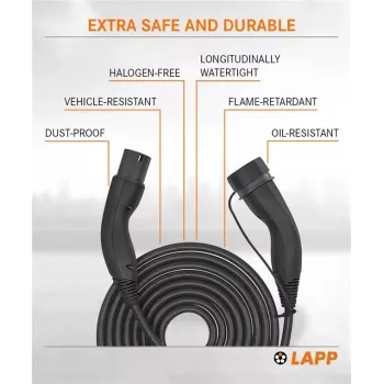 LAPP MOBILITY cable de carga EV tipo 2 autoenrollable, 22 kW, 3 m, negro (75749)