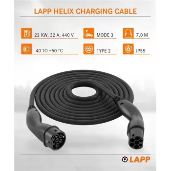 Lapp Mobility Type 2 Helix Cable de carga 22 kW 7 m negro