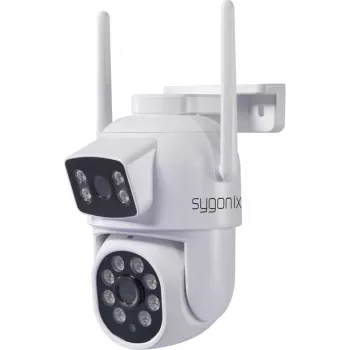Sygonix SY-6271366 Cámara IP WLAN exterior PTZ Full HD, giro 355°, inclinación 90°, IP65, audio bidireccional, MicroSD hasta 128GB, visión nocturna