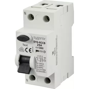 Sygonix SY-6438014 Interruptor diferencial 1P+N 25A 30mA tipo A 230V AC 10kA