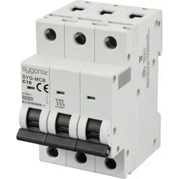 Sygonix SY-6441084 Interruptor automático 3 polos C16 16A 6kA, 415V AC, montaje en carril DIN