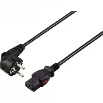 Sygonix SY-6733072 cable de alimentación IEC C13 bloqueable, CEE 7/7 a IEC C13, 2 m, negro