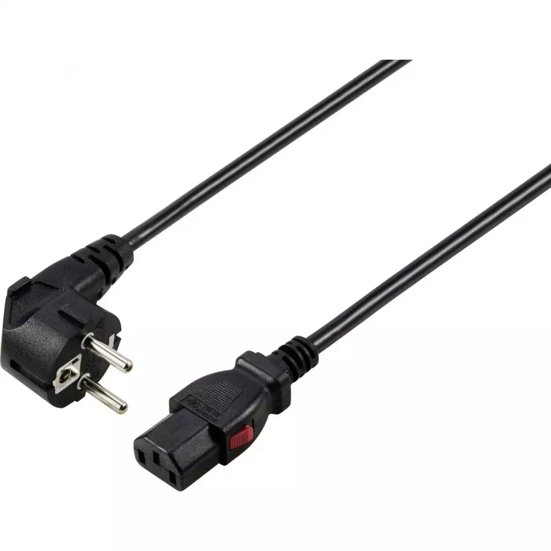 Sygonix SY-6733072 cable de alimentación IEC C13 bloqueable, CEE 7/7 a IEC C13, 2 m, negro