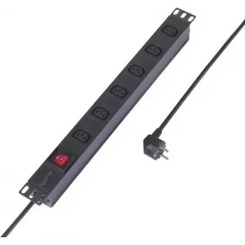 Sygonix SY-6736980 regleta de 6 tomas Schuko 19 pulgadas, montaje en rack 1U, cable 2m, negra