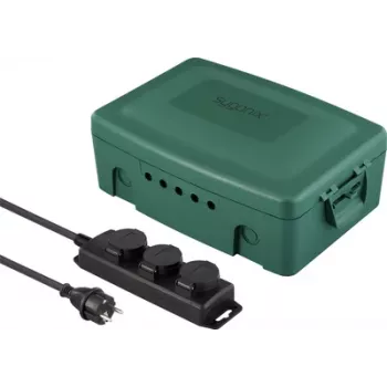 Sygonix SY-6797950 base de distribución de 3 tomas verde/negra con protección infantil mejorada