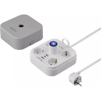 Sygonix SY-6788330 Regleta de enchufe Schuko en cubo 4 tomas gris/blanco