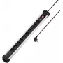 Sygonix SY-6807136 Regleta de enchufes con protección contra sobretensiones 10 tomas, Schuko, cable de 1,5 m, negro/plata