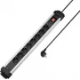 Sygonix SY-6807134 Regleta de enchufes con protección contra sobretensiones 8 tomas, negro/plata, cable de 1,5 m