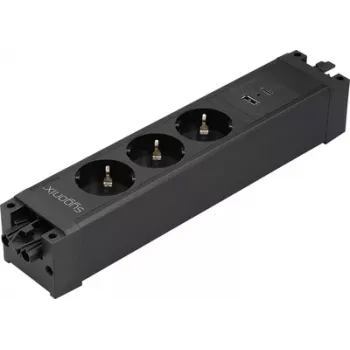 Sygonix SY-6872236 Módulo de enchufe empotrado 3 tomas sin interruptor, negro