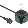 Sygonix SY-6903362 Cubo de enchufes con 4 tomas Schuko y 2 puertos USB, negro/verde