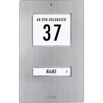 M-E MODERN-ELECTRONICS KT 1-EG placa de timbre, acero inoxidable, 1 pulsador, IP44, LED blanco