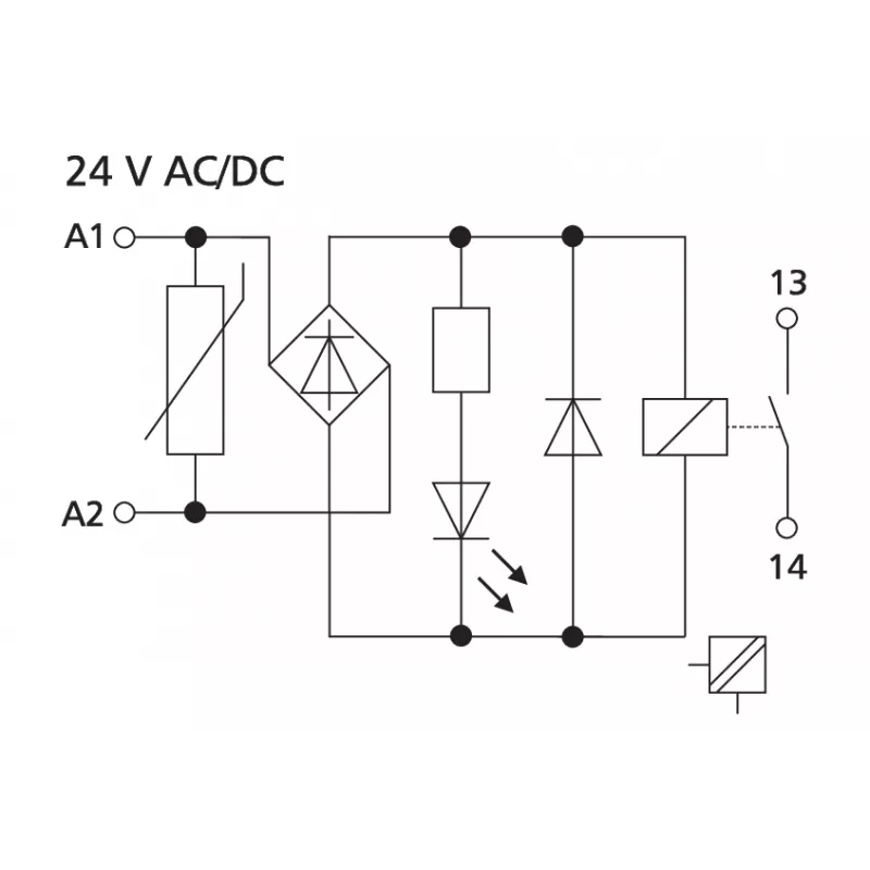 METZ CONNECT KRA-M4/1 Módulo de relé de interfaz, 1 contacto conmutador, bobina 24 V AC, blanco 11061313