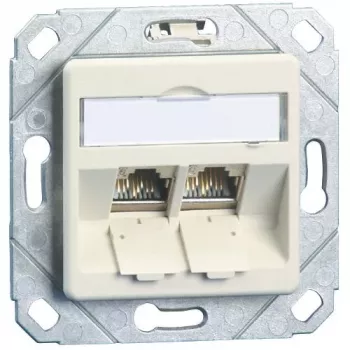 METZ CONNECT BTR E-DAT modul 8/8(8) UPk sin módulos - Caja de datos empotrable, CAT 6, blanco puro RAL 9010, 2 puertos 1309151102-E-90
