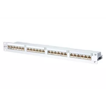 METZ CONNECT 130856-E-90 Panel de conexiones 24 puertos Cat.6A apantallado, 1U, blanco